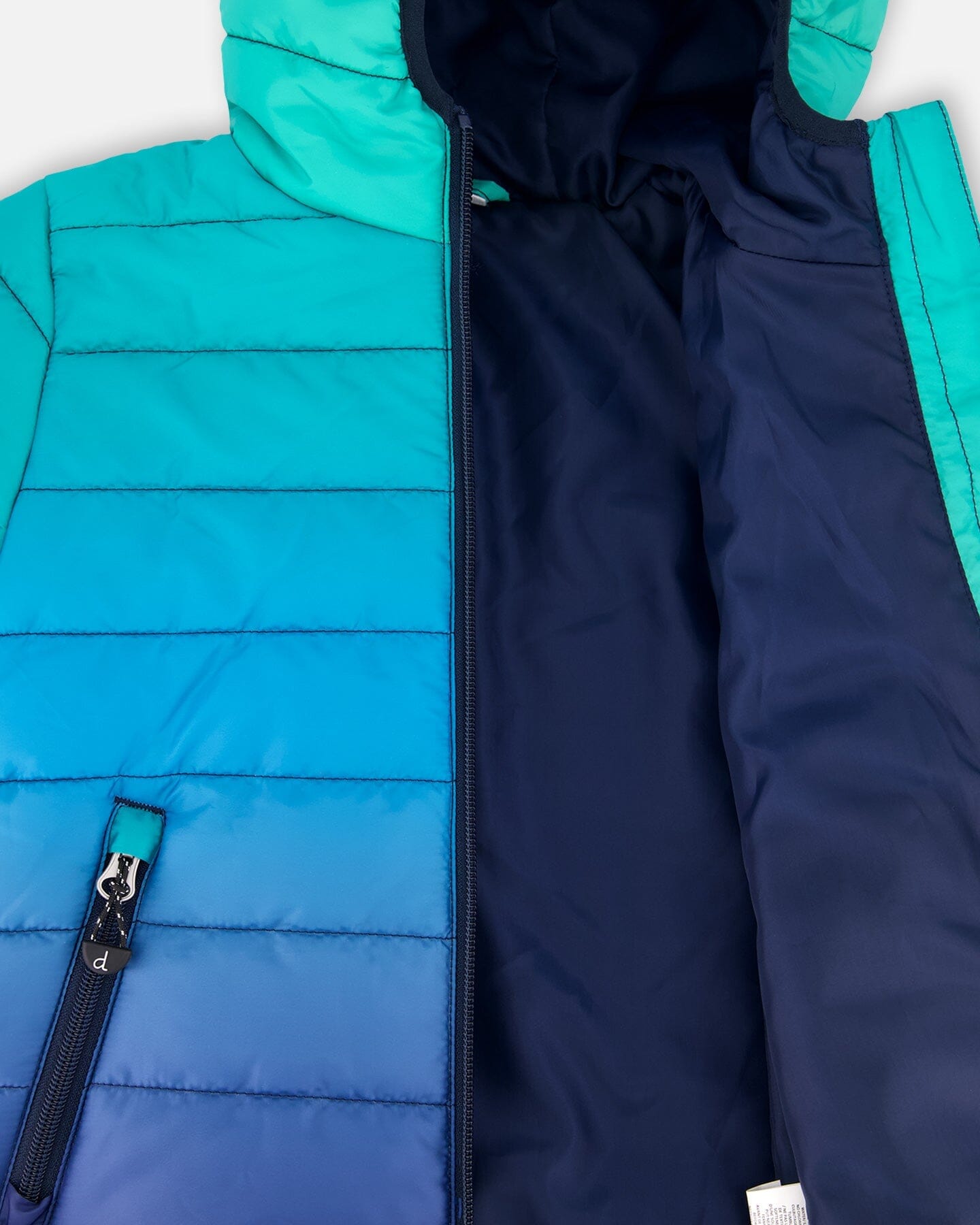 Quilted Mid-Season Jacket Green And Blue Gradient-2