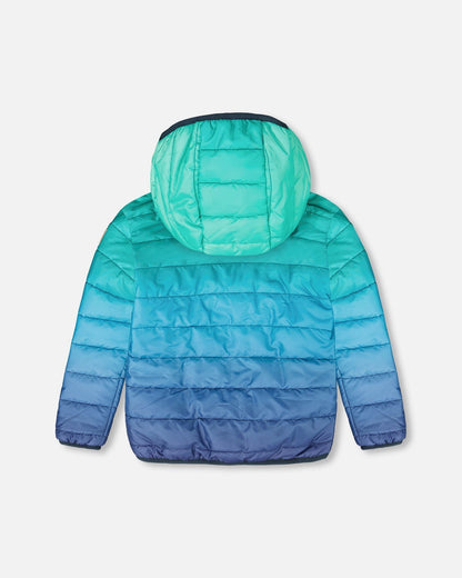 Quilted Mid-Season Jacket Green And Blue Gradient-3