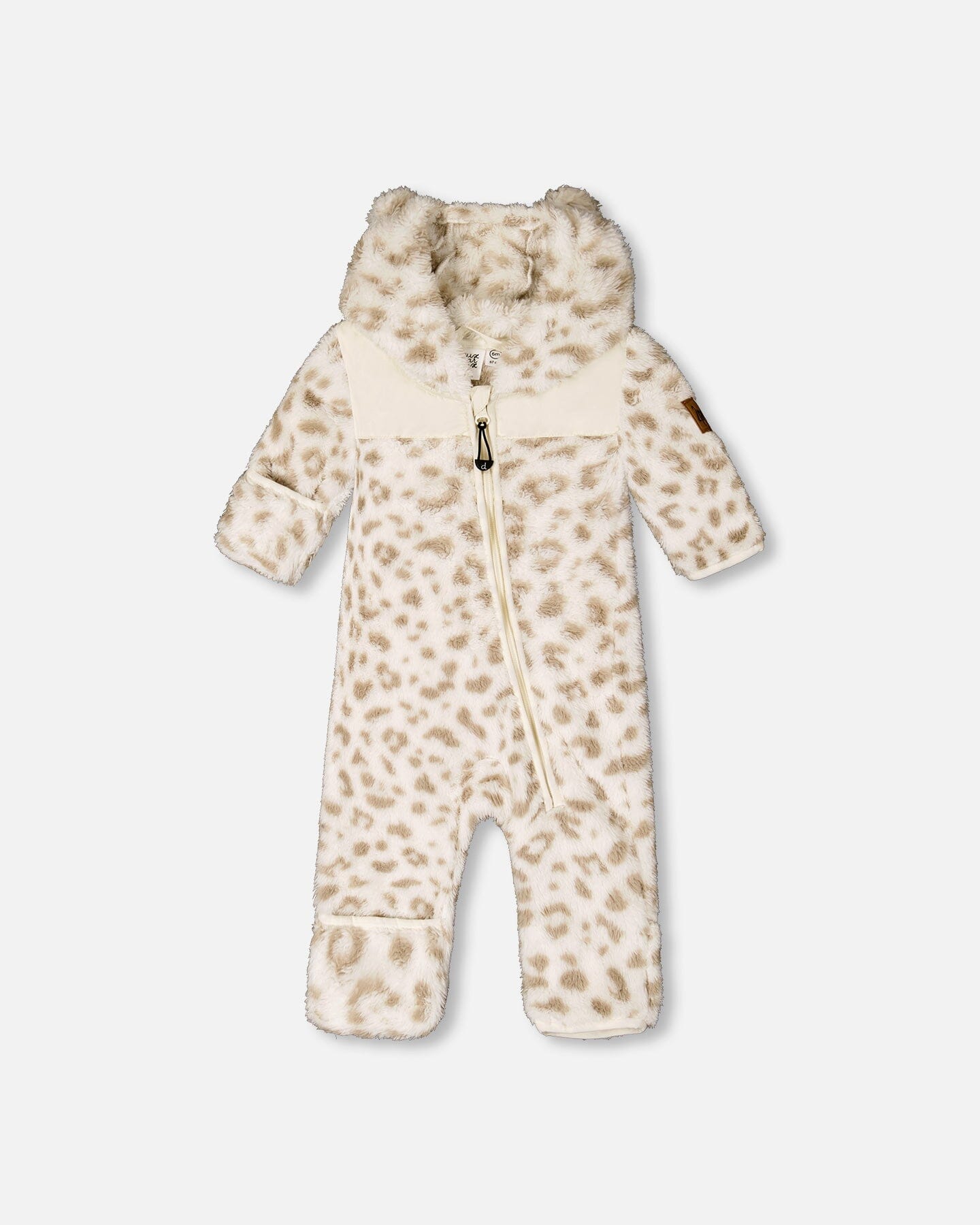 Baby Mid-Season Plush One Piece Outerwear Cream Leopard Print-0