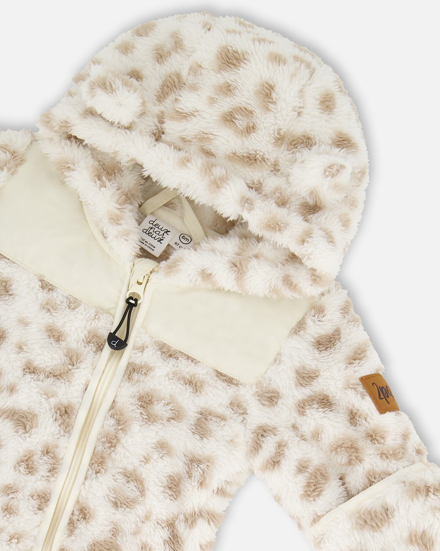 Baby Mid-Season Plush One Piece Outerwear Cream Leopard Print-2