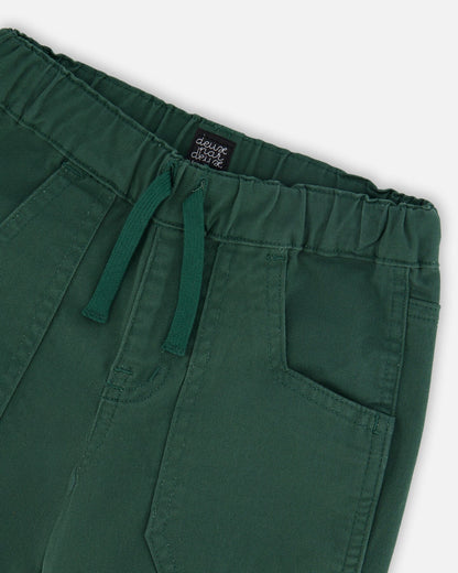 Twill Jogger Pants With Patch Pockets Forest Green-4