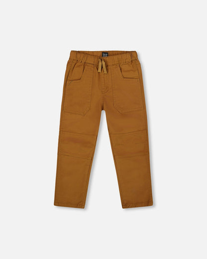 Twill Jogger Pants With Patch Pockets Brown-0