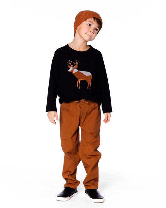 Twill Jogger Pants With Patch Pockets Brown-1
