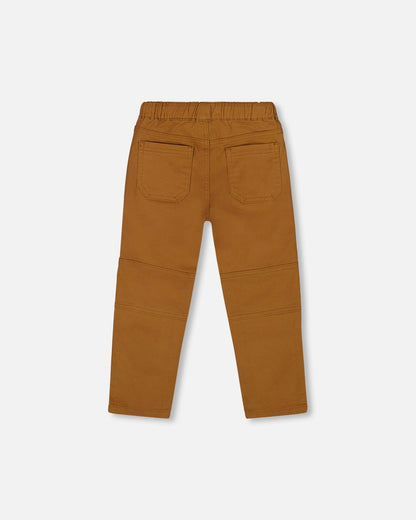 Twill Jogger Pants With Patch Pockets Brown-2