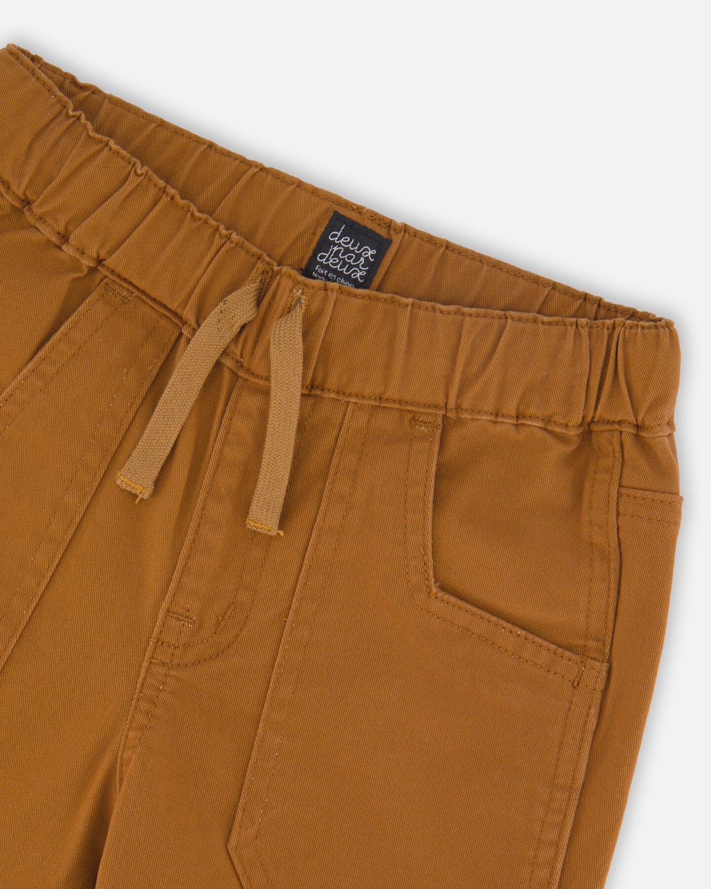 Twill Jogger Pants With Patch Pockets Brown-3