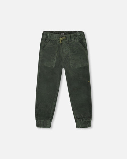 Stretch Corduroy Jogger Pants Forest Green-0