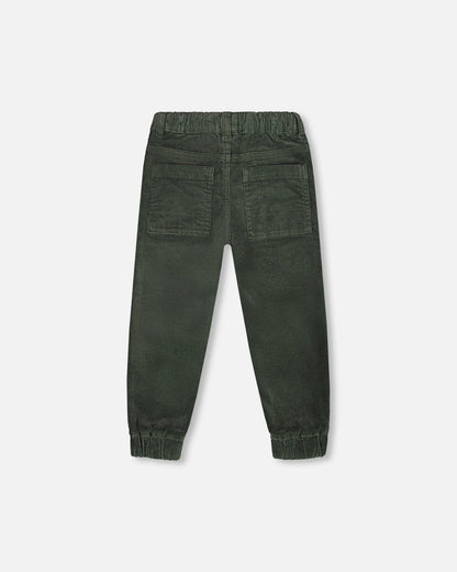 Stretch Corduroy Jogger Pants Forest Green-3