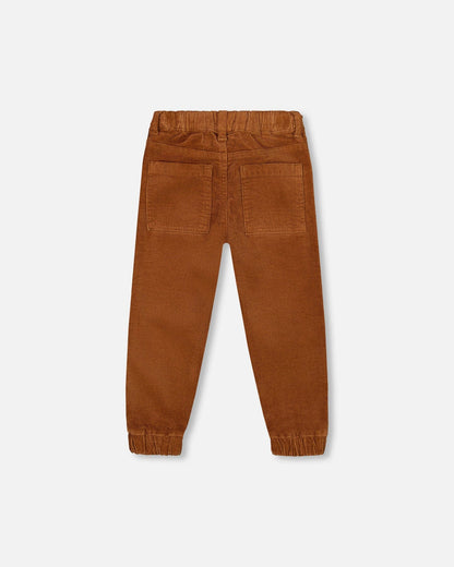 Stretch Corduroy Jogger Pants Brown-2