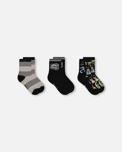 3-Pack Knit Socks Black-2