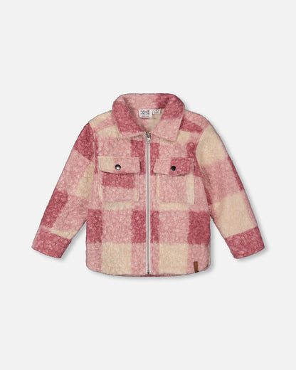 Zipped Plaid Overshirt Off-White And Pink-0