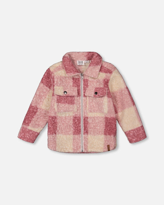 Zipped Plaid Overshirt Off-White And Pink-0