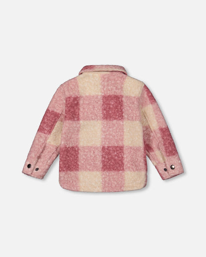 Zipped Plaid Overshirt Off-White And Pink-2