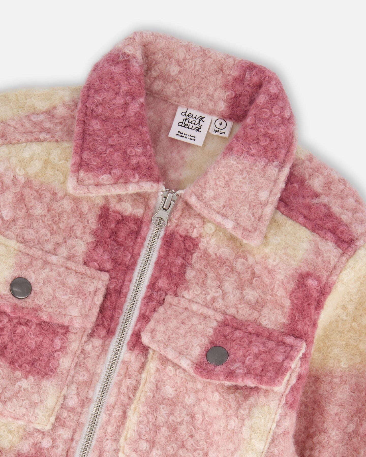Zipped Plaid Overshirt Off-White And Pink-3