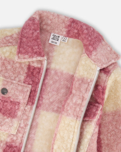 Zipped Plaid Overshirt Off-White And Pink-4