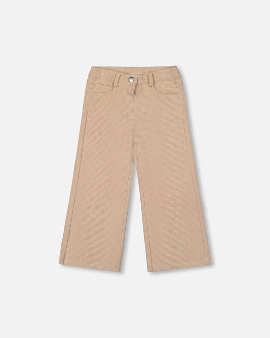 Wide Leg Corduroy Pants Beige-0