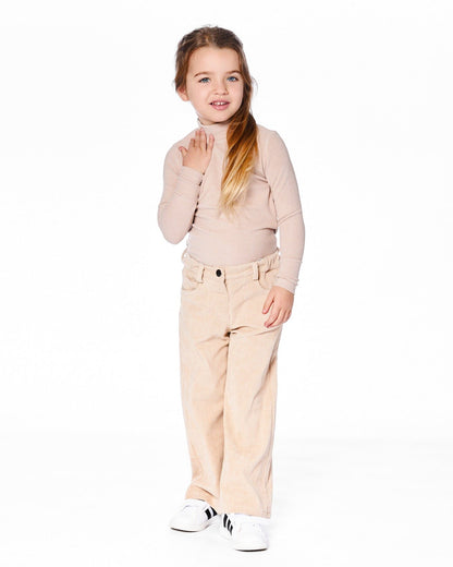 Wide Leg Corduroy Pants Beige-2
