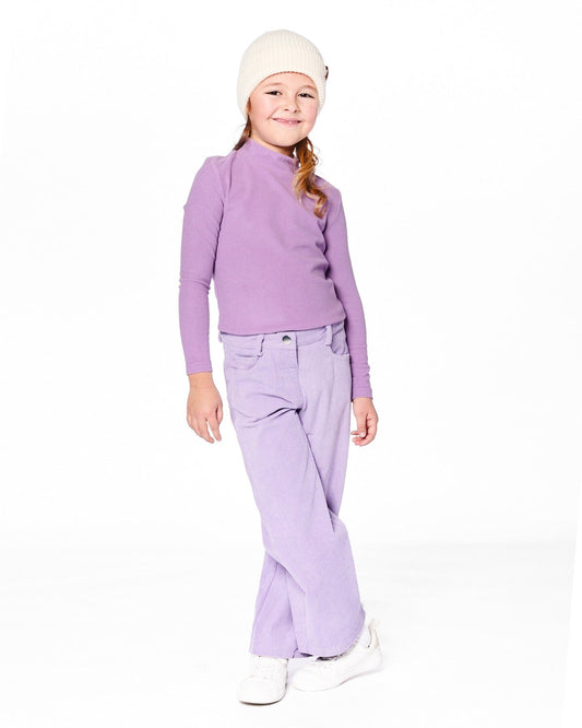 Wide Leg Corduroy Pants Lavender-1