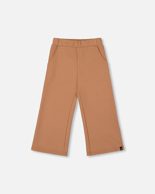 Waffle Flare Leg Pants Caramel Brown-0