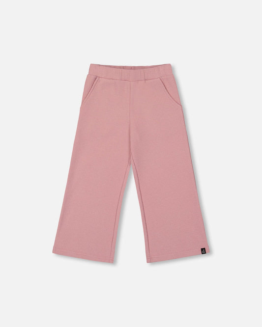 Waffle Flare Leg Pants Dusty Pink-0