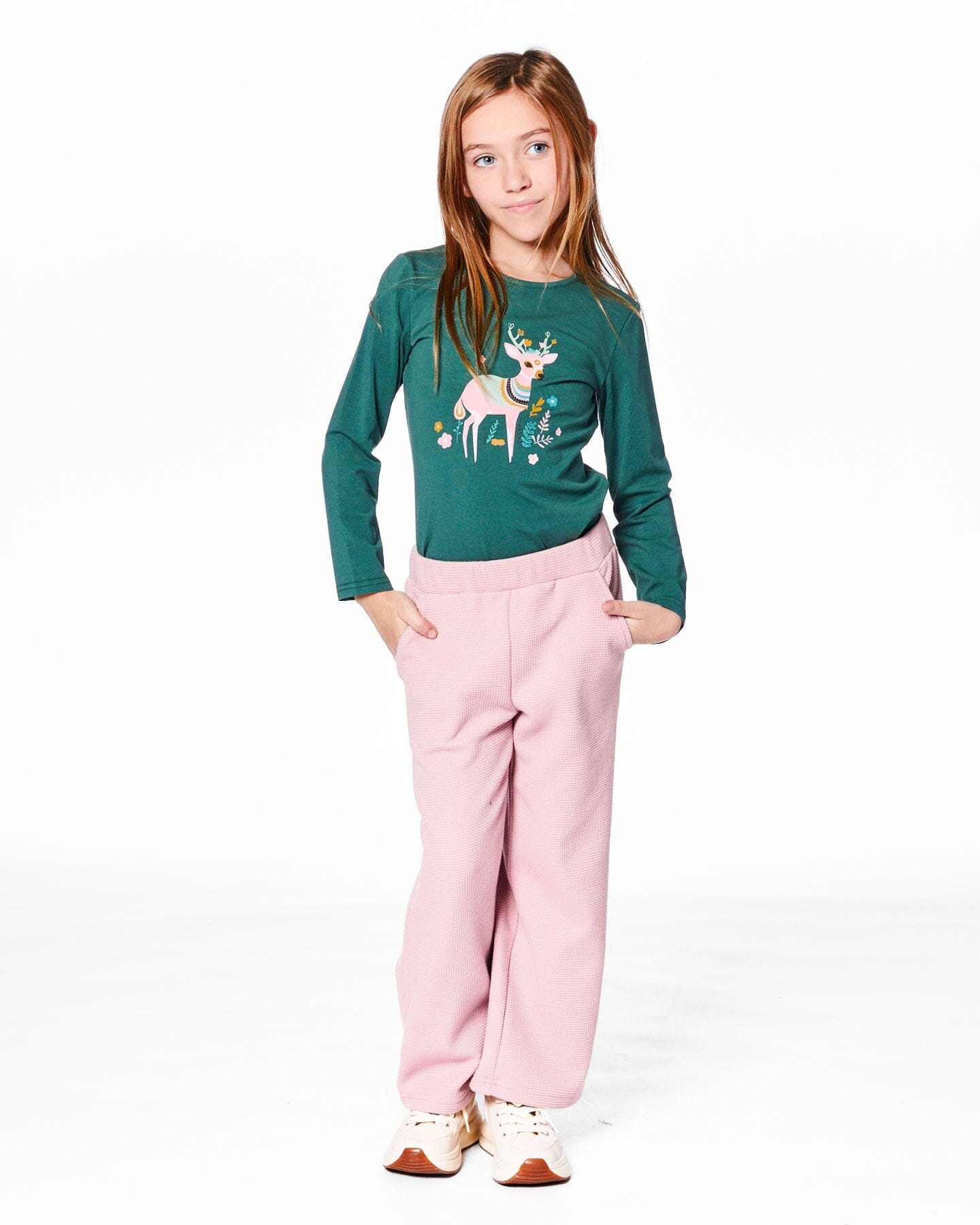 Waffle Flare Leg Pants Dusty Pink-1