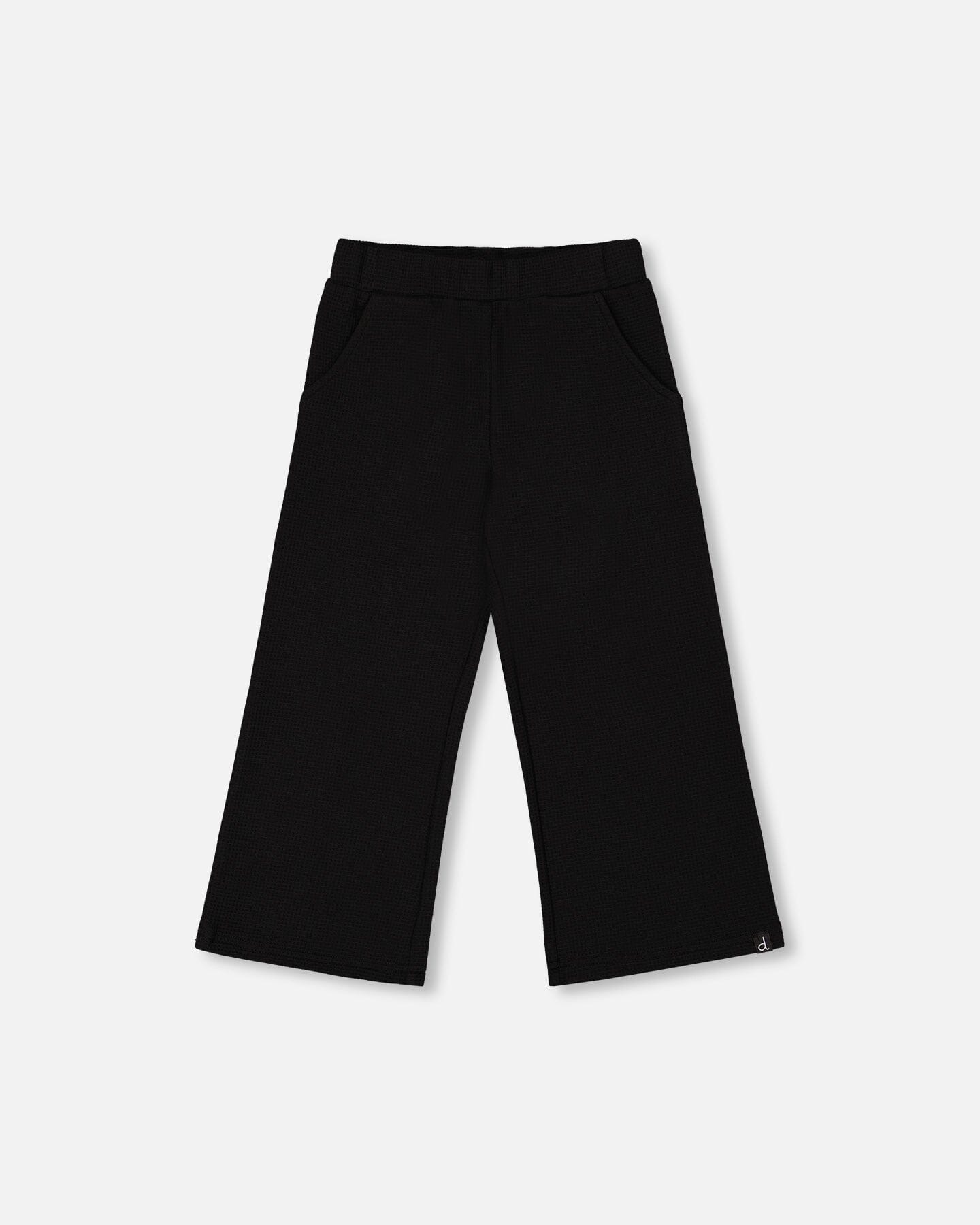 Waffle Flare Leg Pants Black-0