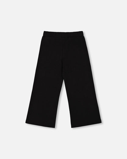 Waffle Flare Leg Pants Black-3
