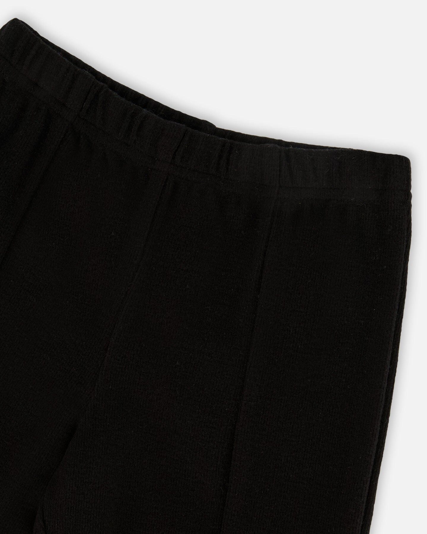 Ribbed Leggings Bootleg With Slit Black-3