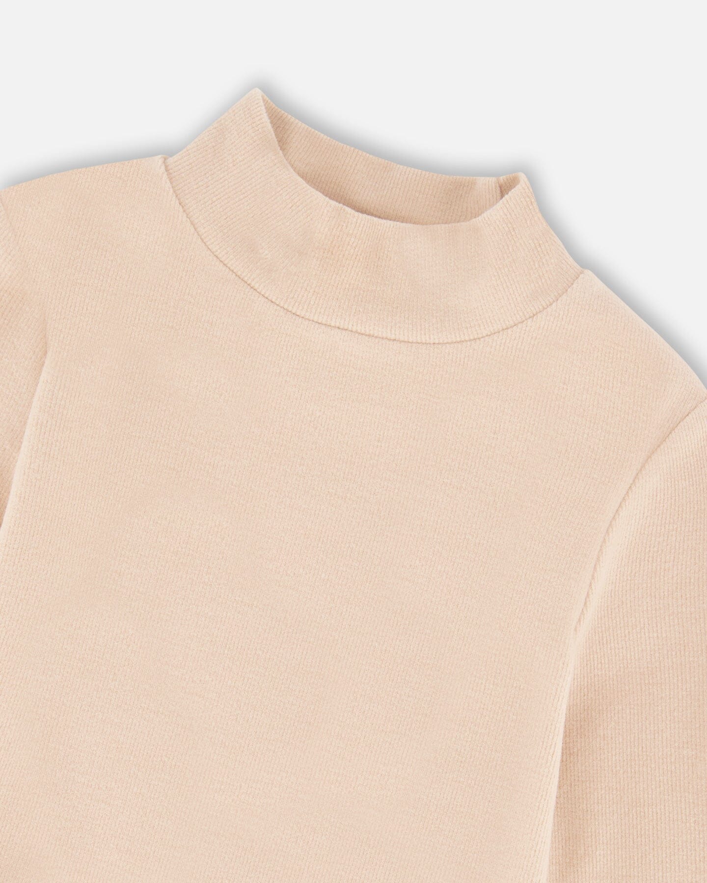 Super Soft Ribbed Mock Neck Top Light Caramel-3