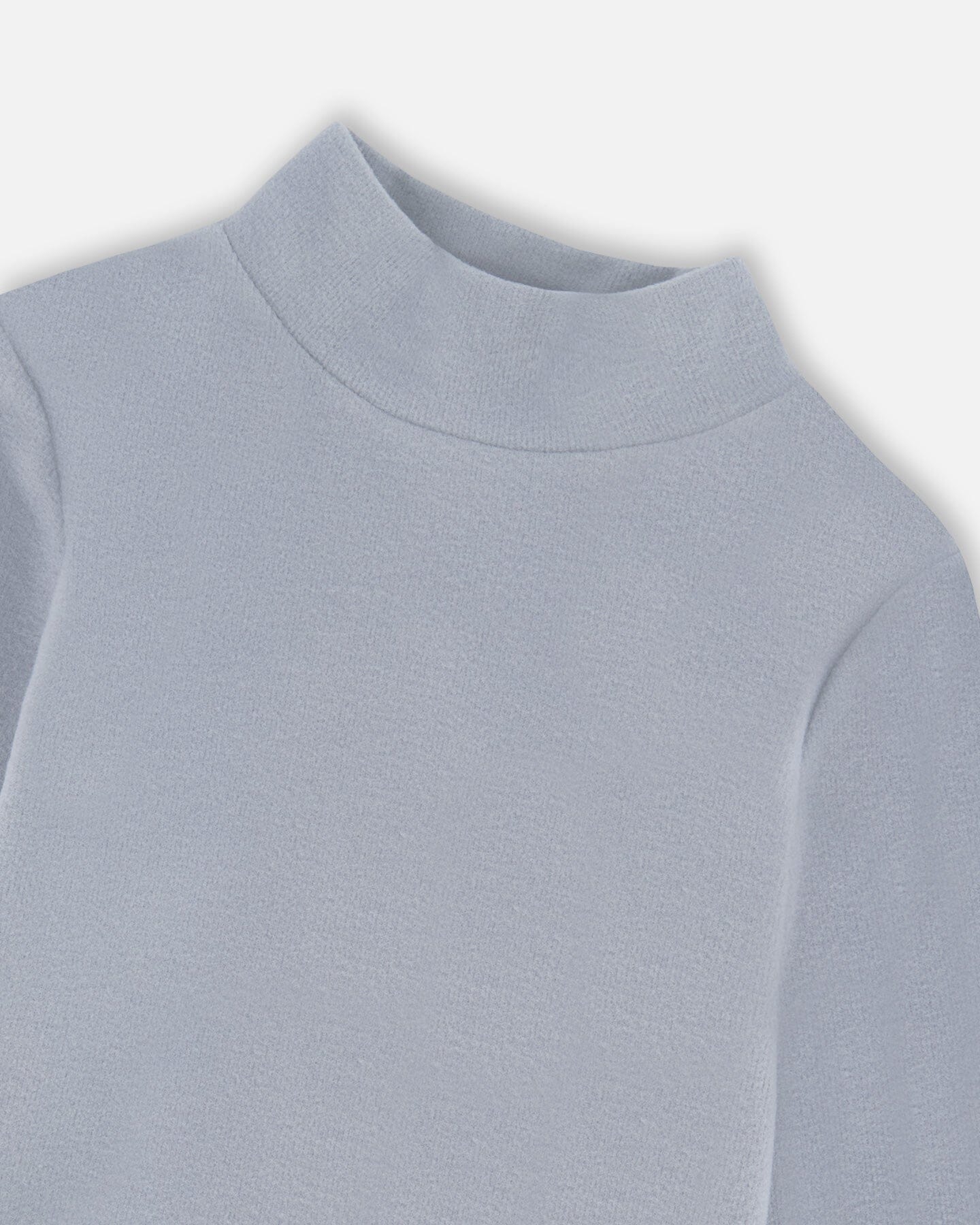 Super Soft Ribbed Mock Neck Top Blue Gray-3