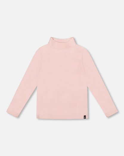 Super Soft Ribbed Mock Neck Top Pink-0
