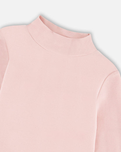 Super Soft Ribbed Mock Neck Top Pink-3
