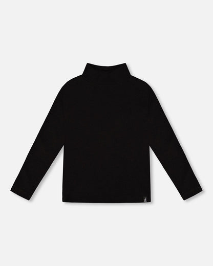 Super Soft Ribbed Mock Neck Top Black-0