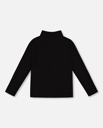 Super Soft Ribbed Mock Neck Top Black-2