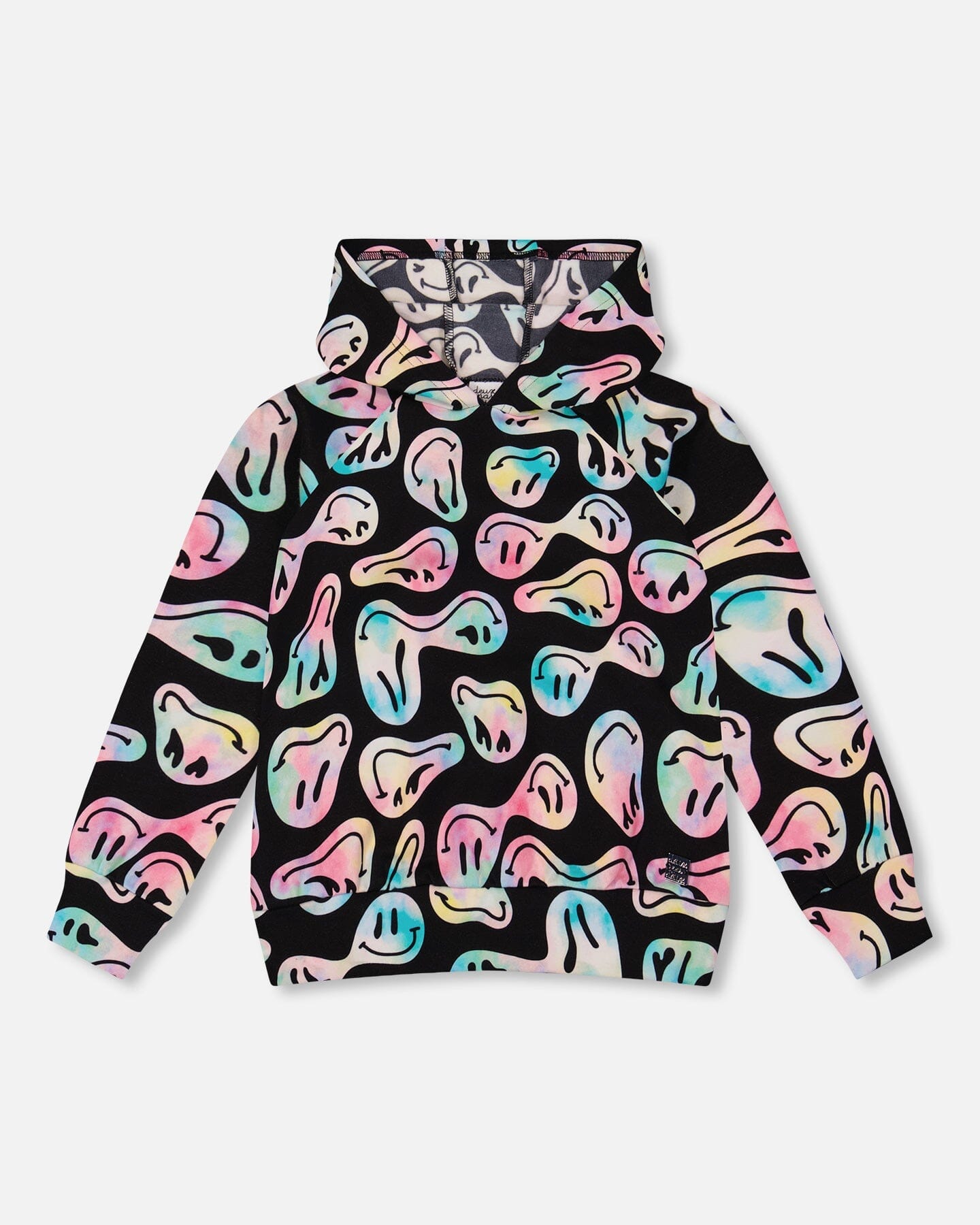 Pullover Fleece Hoodie Smiley Face Girl-0