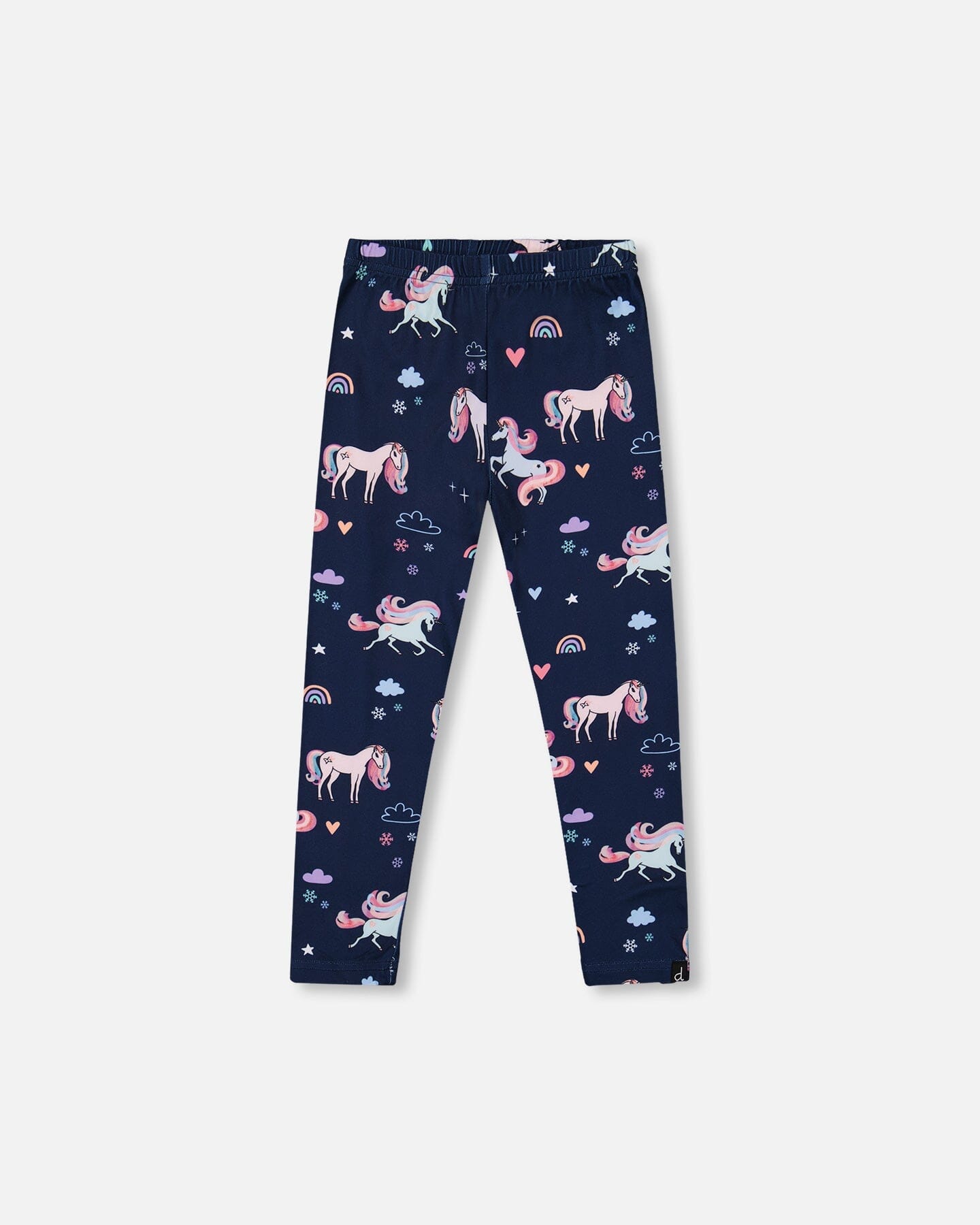 Stretch Jersey Leggings Navy Unicorn Print-0