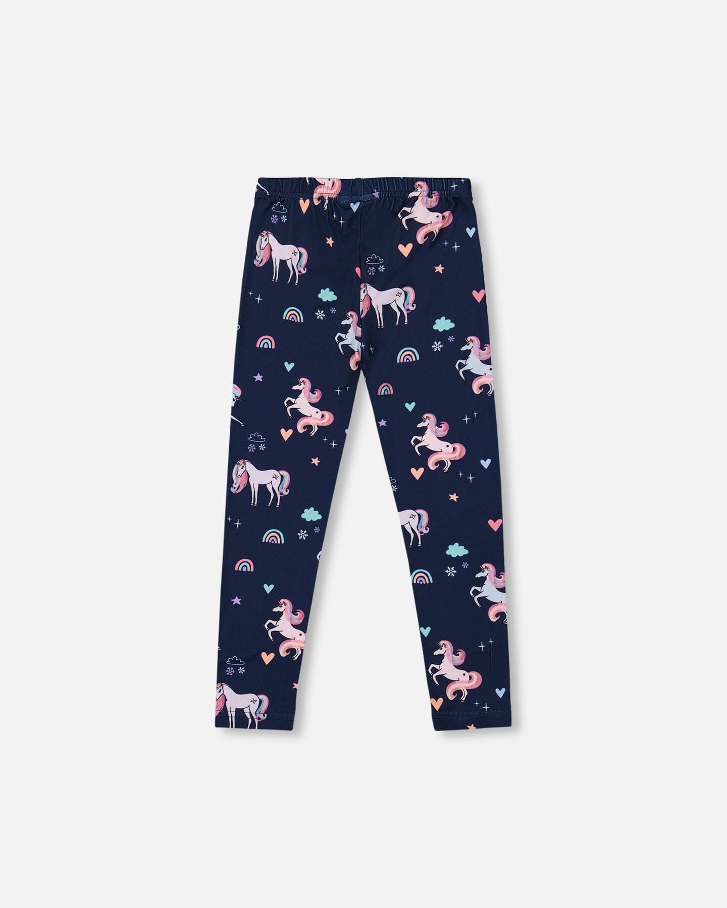 Stretch Jersey Leggings Navy Unicorn Print-2