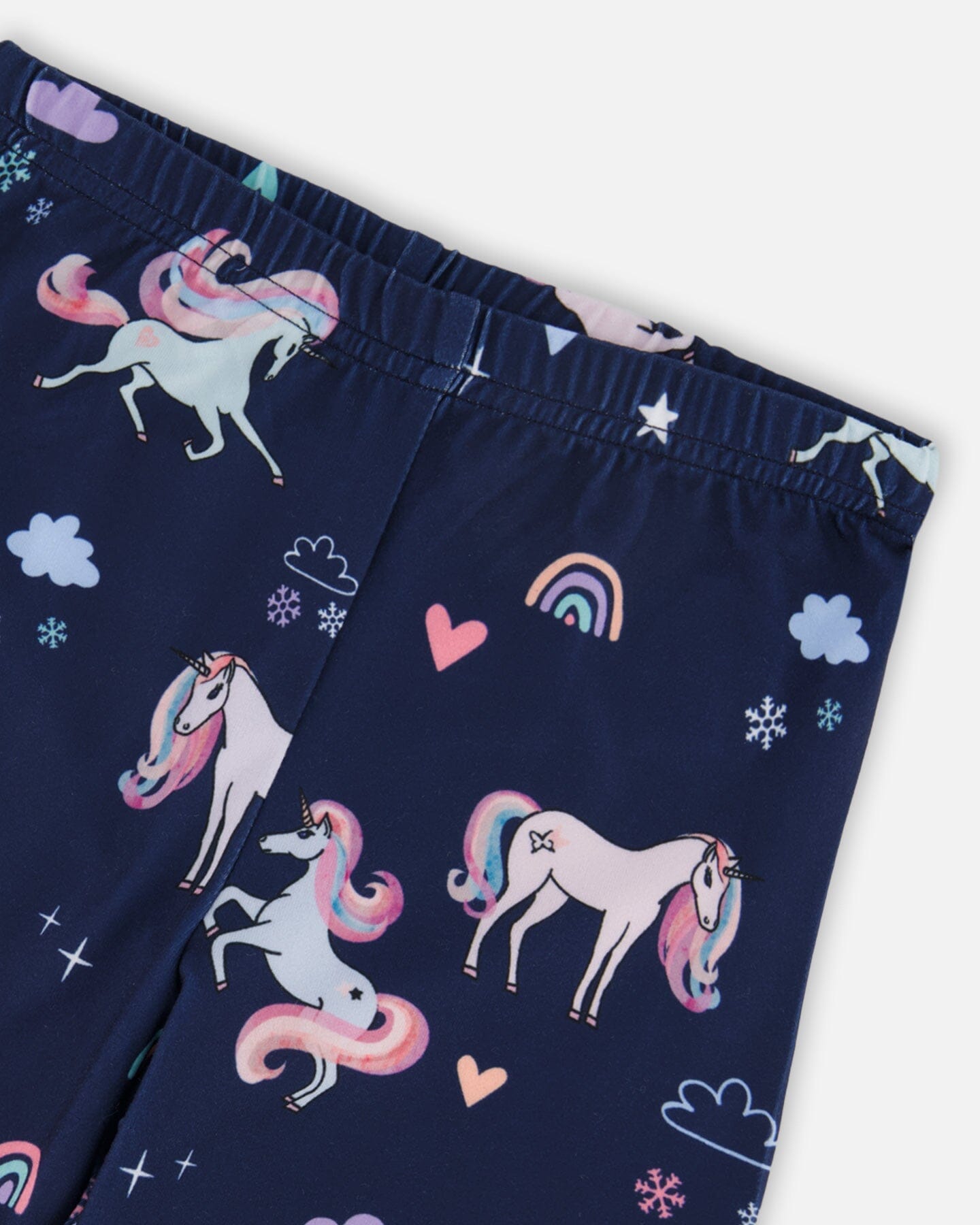 Stretch Jersey Leggings Navy Unicorn Print-3