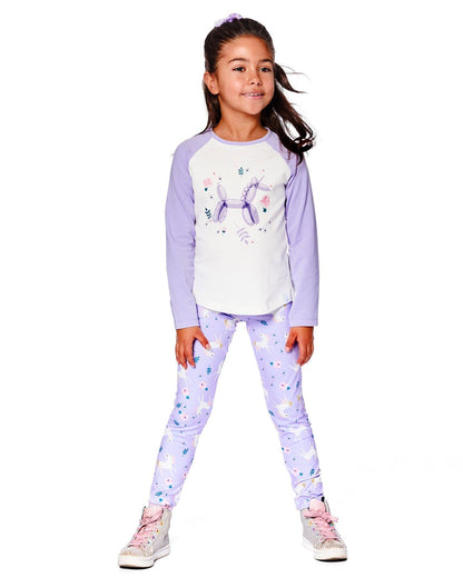 Stretch Jersey Leggings Lilac Unicorn Print-1