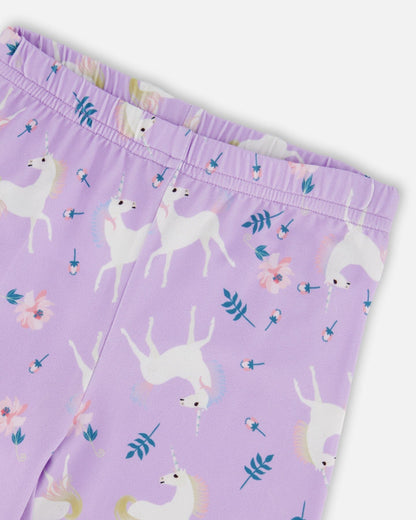 Stretch Jersey Leggings Lilac Unicorn Print-3