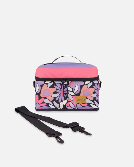 Lunch Box Black Retro Flower Print-0