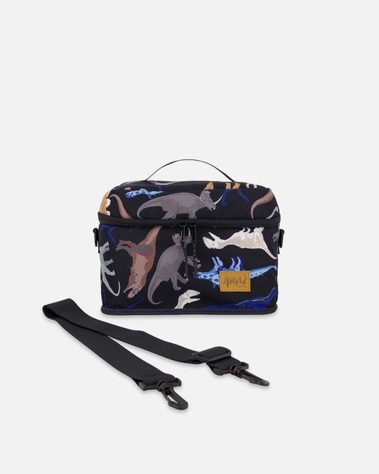Lunch Box Black Dinosaur Print-0