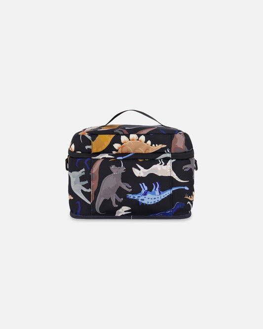Lunch Box Black Dinosaur Print-1