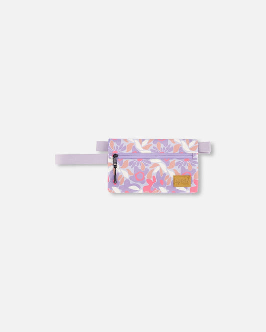 Double Pencil Case Lilac Retro Flower Print-0