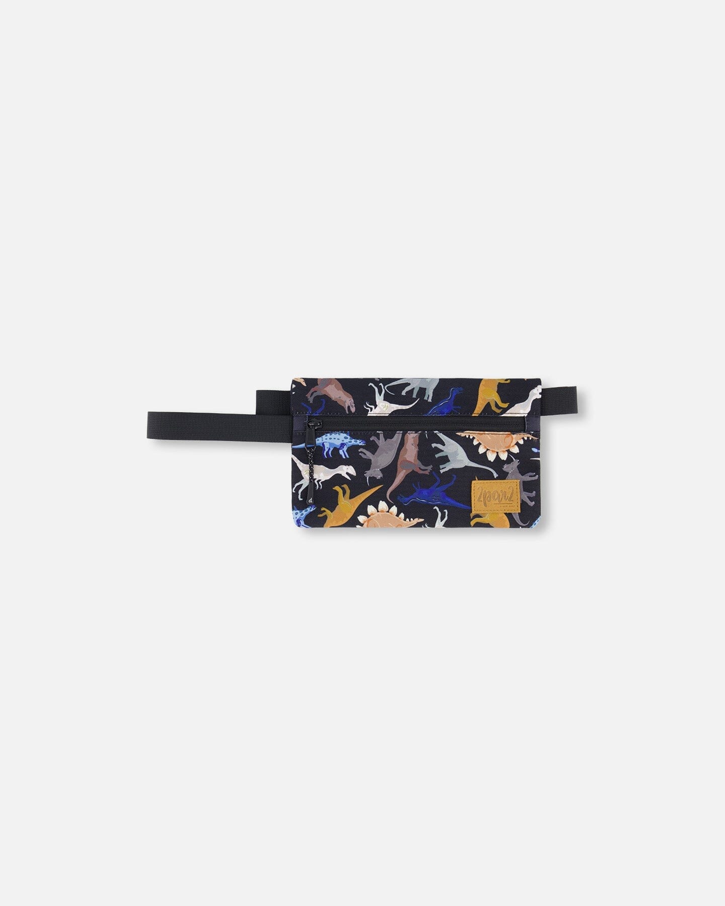 Double Pencil Case Black Dinosaur Print-0