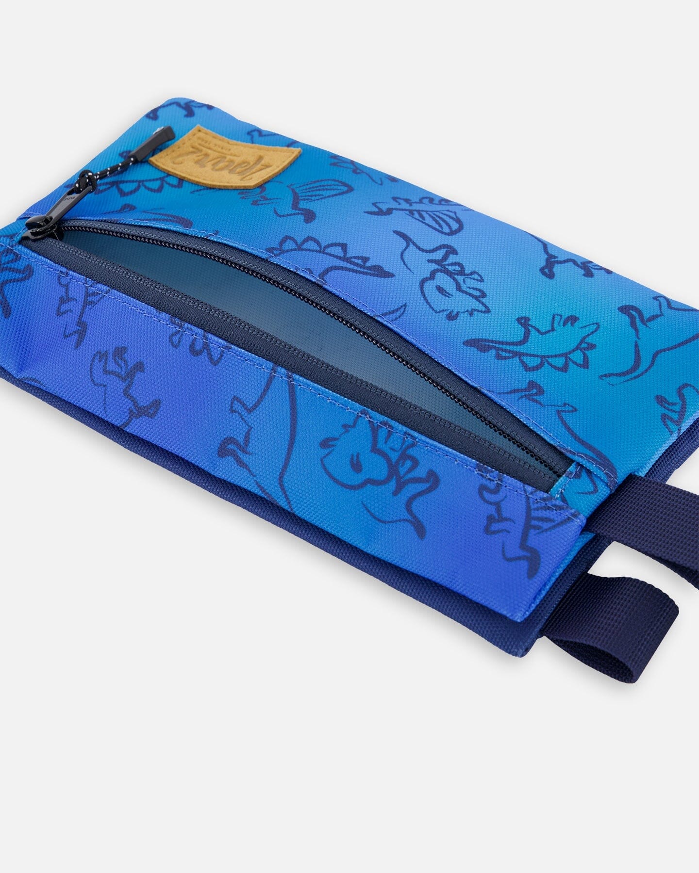 Double Pencil Case Blue Gradient Dinosaur Print-2