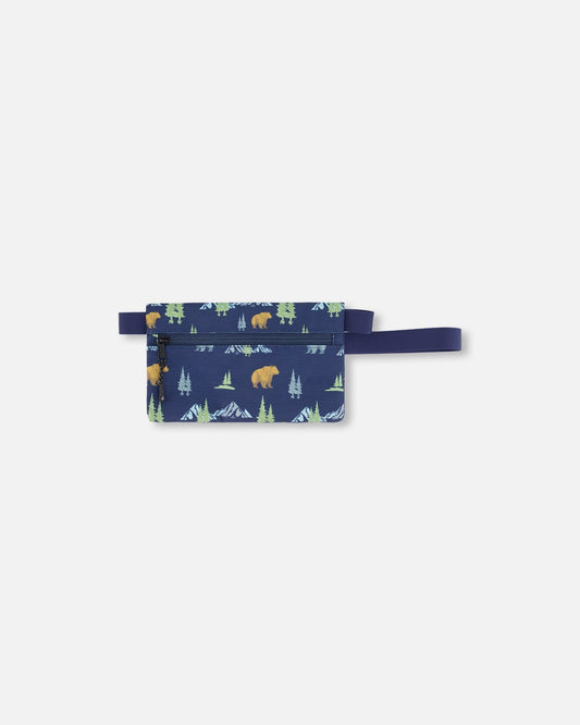 Double Pencil Case Navy Animal Print-1