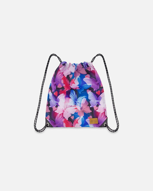 Drawstring Bag Black Butterfly Print-0