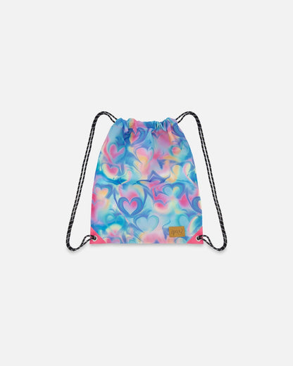 Drawstring Bag Rainbow Heart Print-0