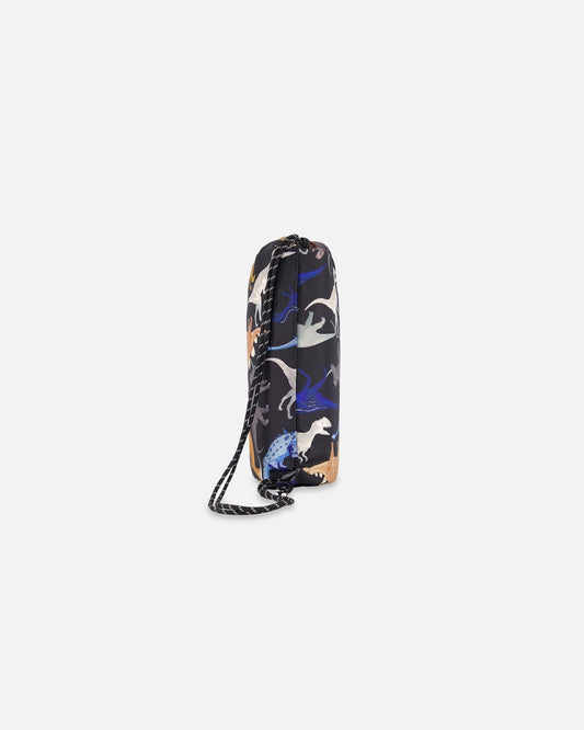 Drawstring Bag Black Dinosaur Print-1