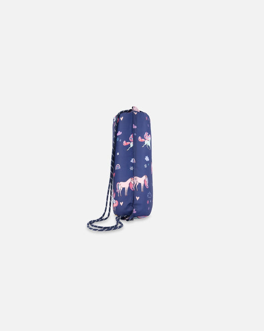Drawstring Bag Navy Unicorn Print-1